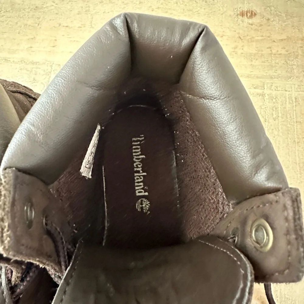 Timberland Kids Leather  Coffee Brown Embroidered Classic‎ Boots Size 2